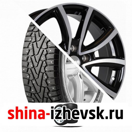 Колесо в сборе Pirelli Winter Ice Zero 225/65 R17 T 106 + СКАД Онтарио 7xR17 5×108 ET45 DIA63.35 Черный глянцевый с полированной лицевой поверхностью в Ижевске